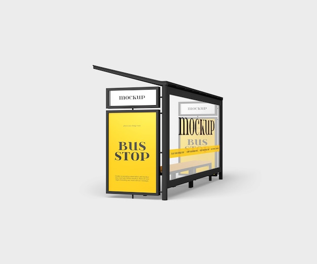 Premium PSD | Bus stop mockup psd template