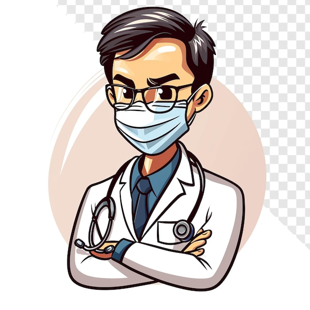 Premium PSD | Cartoon style doctor wearing mask