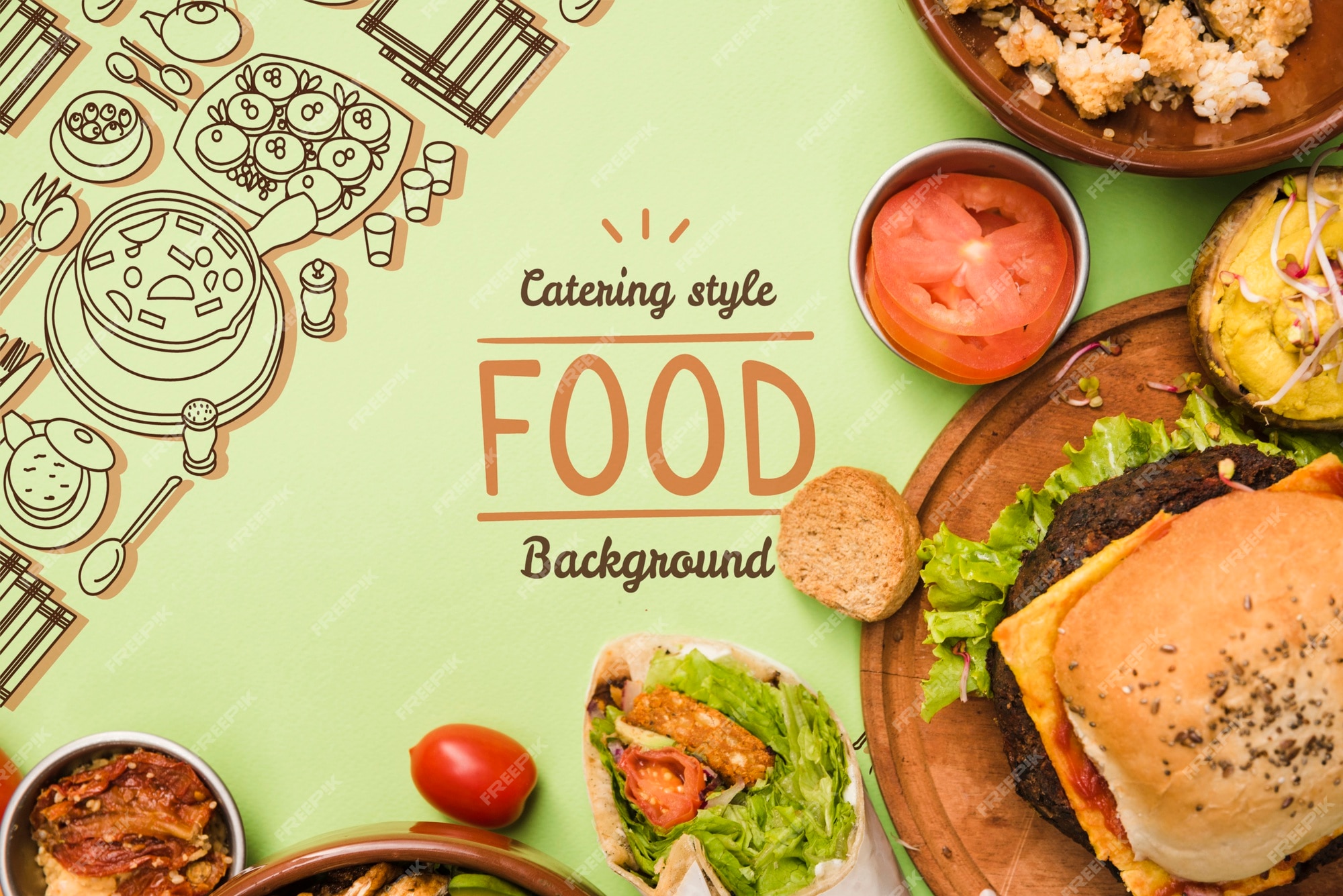 Premium PSD | Catering food background with copy space