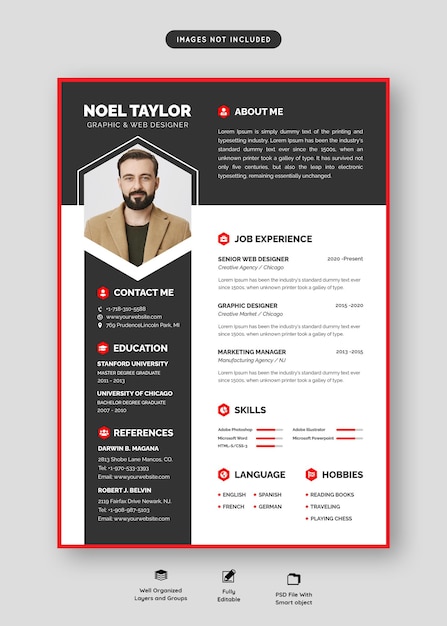 Premium PSD | Clean and modern resume portfolio or cv template