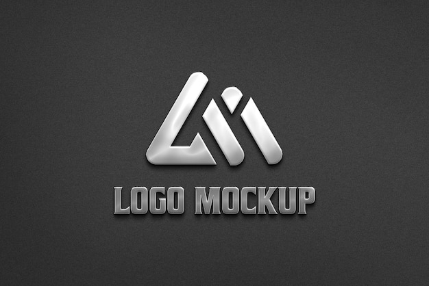 Premium PSD | Embossed silver 3d logo mockup