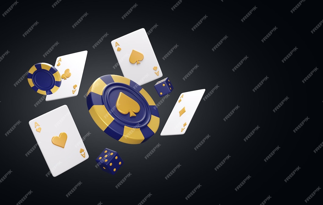 Premium PSD | Flying poker chips and playing card on black background ...