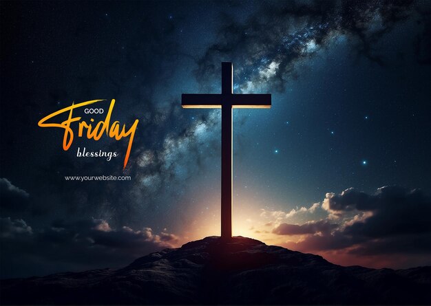 Premium PSD | Good friday concept christian cross against a starry sky ...