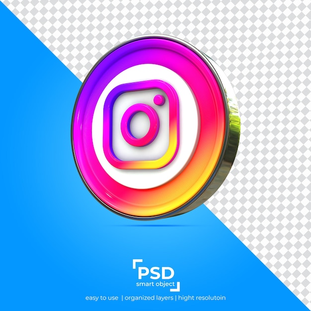 Premium PSD | Instagram right view application transparency background and  metal outline