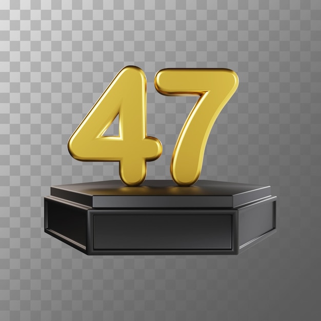 Premium PSD | Number 47 golden luxury 3d illustration