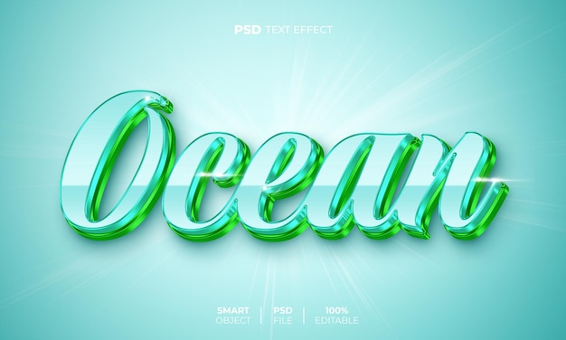 Premium PSD | Ocean 3d editable text effect