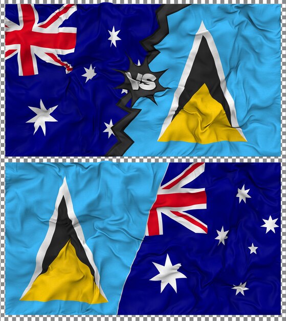 Premium PSD | Saint Lucia vs Australia Half Combined Flag Cloth Bump ...