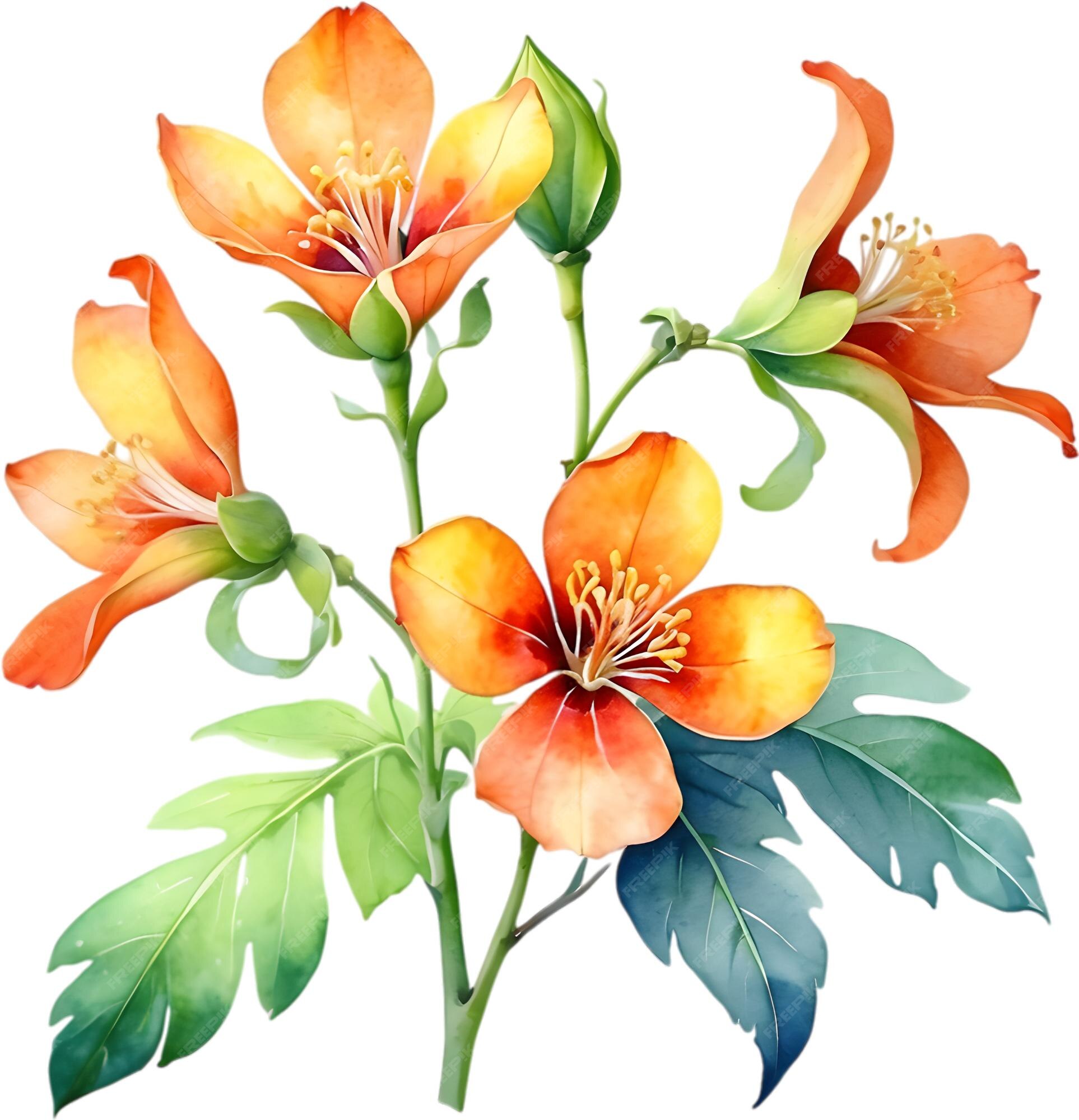 Premium PSD | Watercolor painting of Palash flower