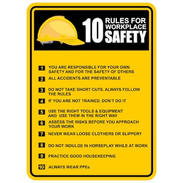 Premium Vector | 10 rules for workplace safety sign vector