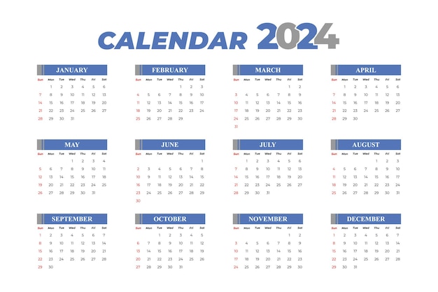 2024 Yearly Calendar Template Excel Freepik - Kassi Matilda