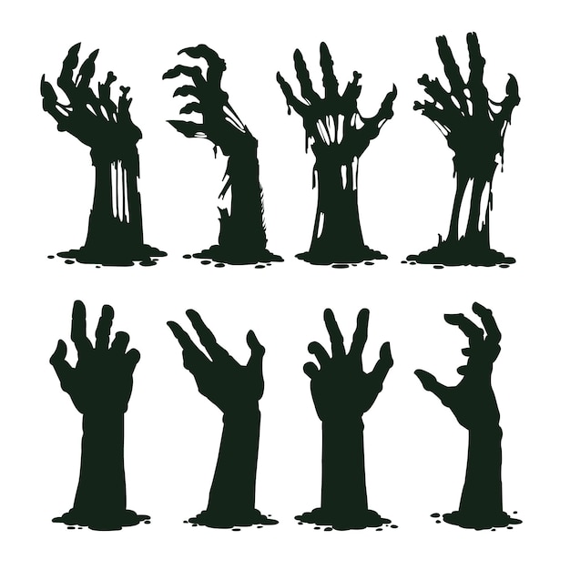 Premium Vector | 8 Hands Zombie out from Grave Halloween