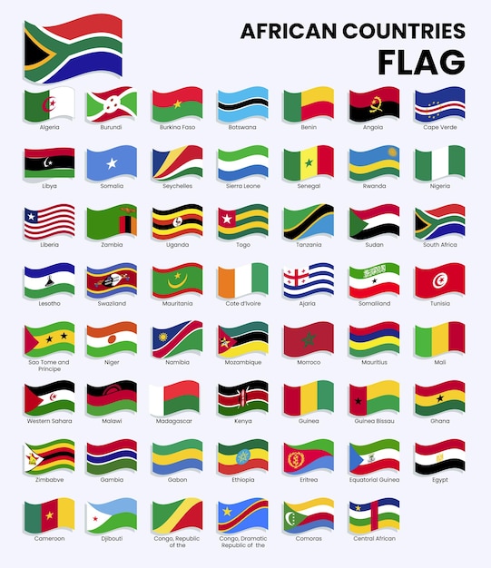 Premium Vector | African countries waving flags collection