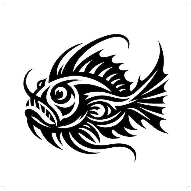 Premium Vector | Anglerfish in modern tribal tattoo abstract line art ...