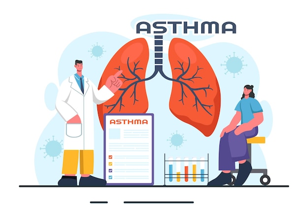 Premium Vector | Asthma Disease Vector Illustration Featuring Human ...