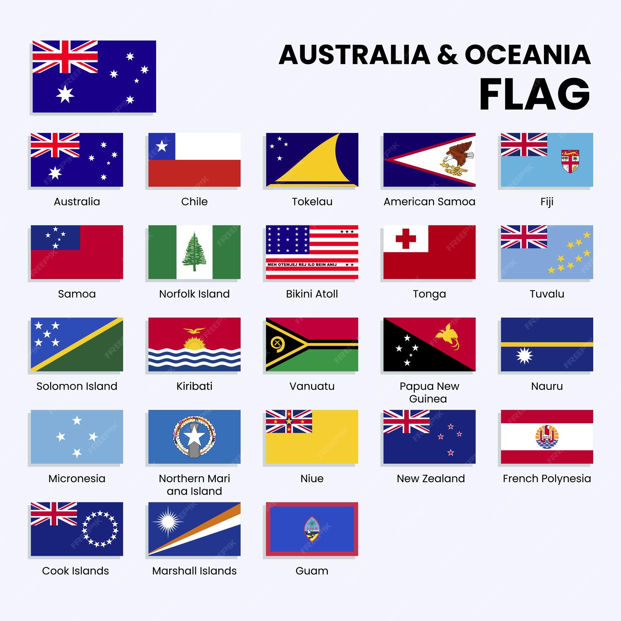 Premium Vector | Australia amp oceania countries flags collection