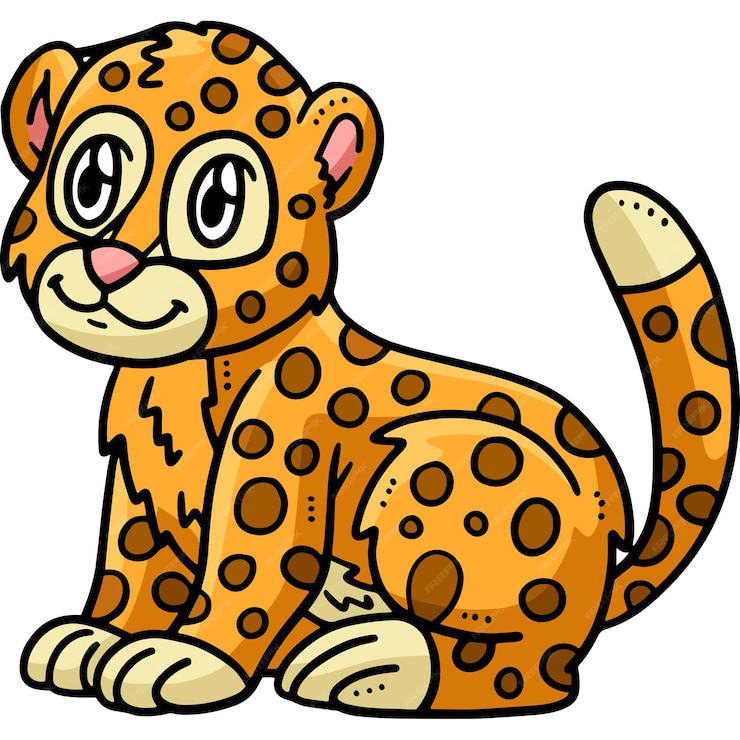 Premium Vector | Baby cheetah cartoon colored clipart illustration