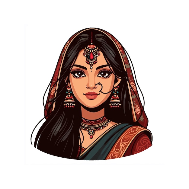 Premium Vector | Beautiful indian women illustration on white background