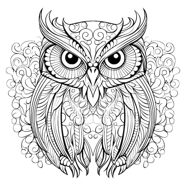 Premium Vector | Beautiful Owl Coloring Pages Drawing For Kids