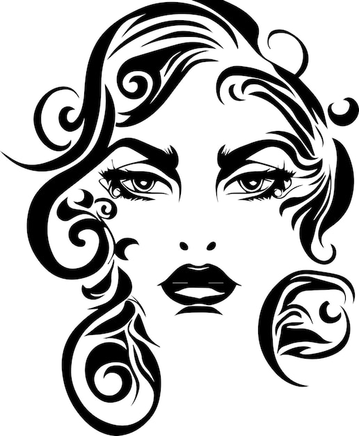 Premium Vector | Beautiful women face tattoo design illustration