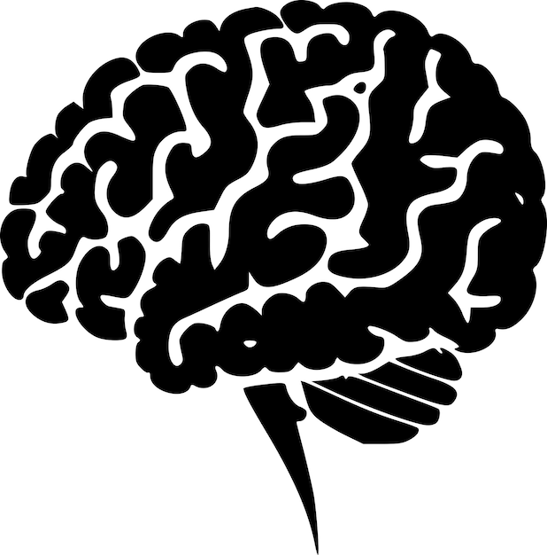 Premium Vector | Brain Black and White Vector illustration