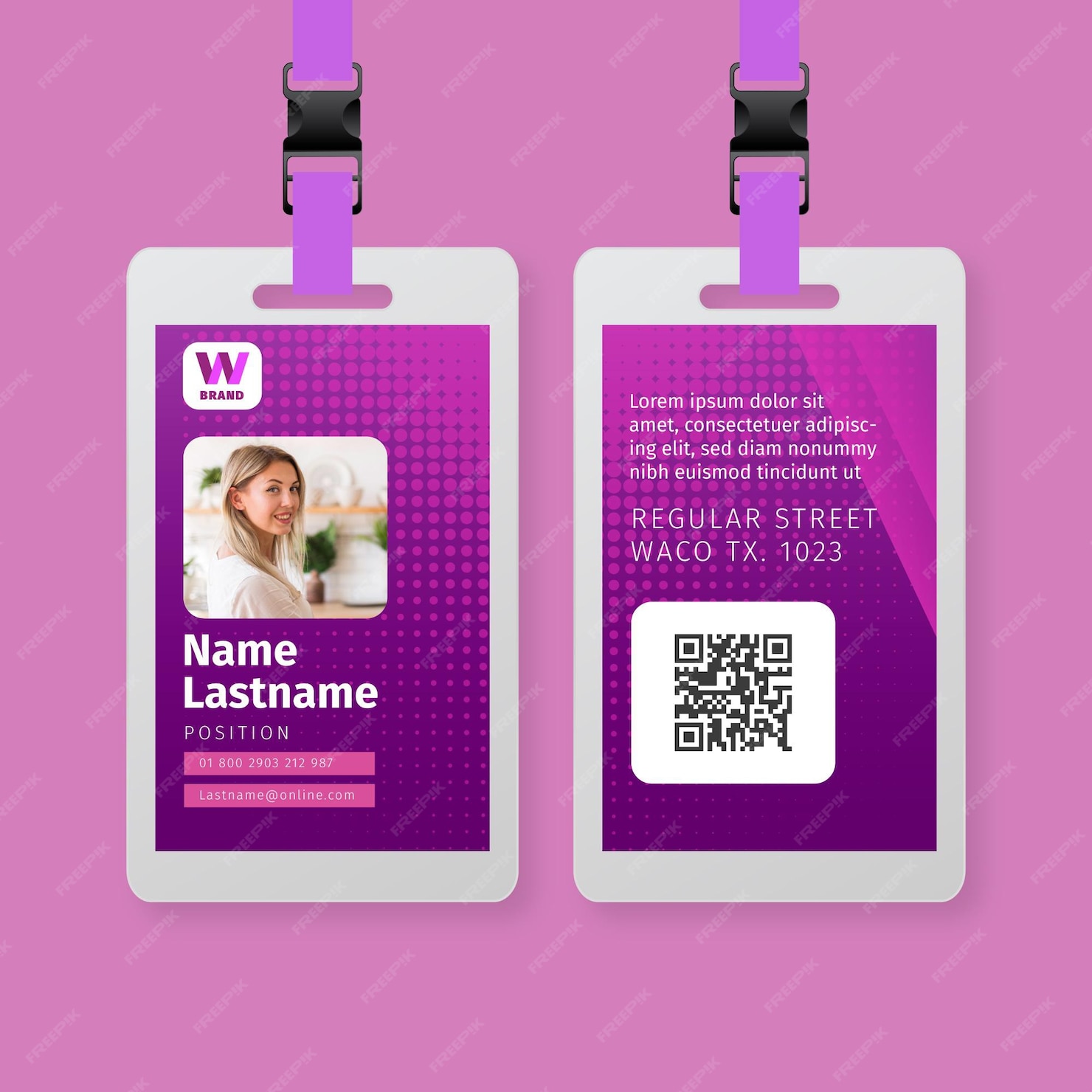 Premium Vector | Business woman id card template