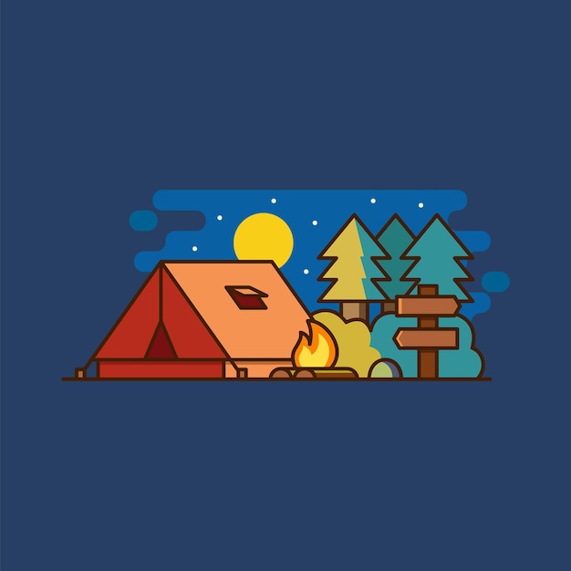 Premium Vector | Camping night scene illustration