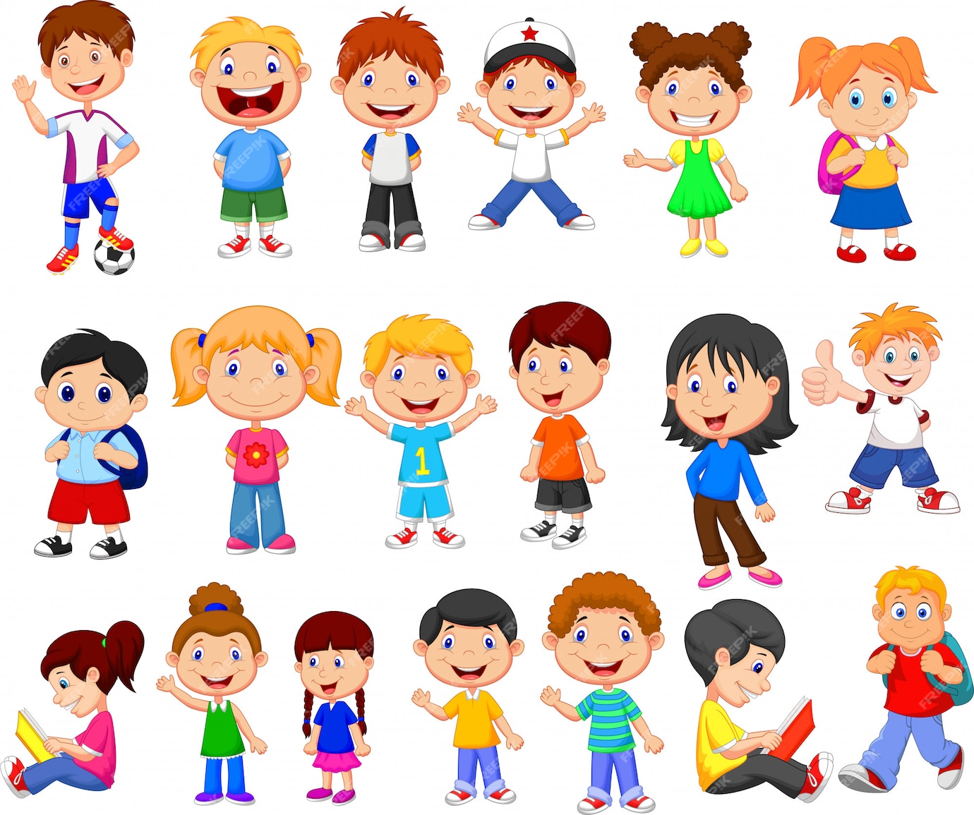 Premium Vector | Cartoon happy children collection set