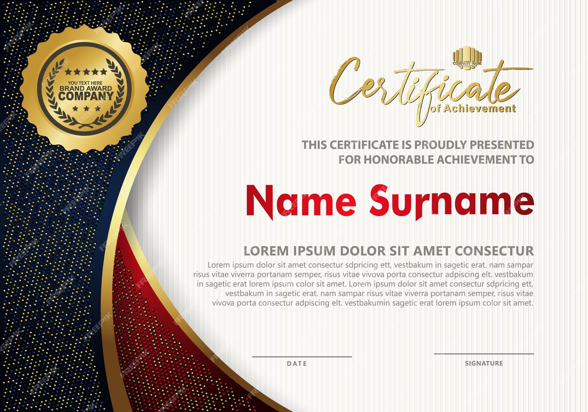 Premium Vector | Certificate template with luxury pattern diploma ...