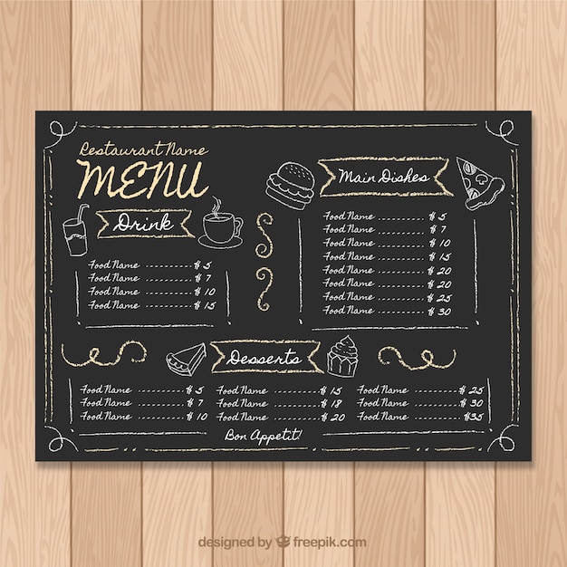 Premium Vector | Chalk menu template