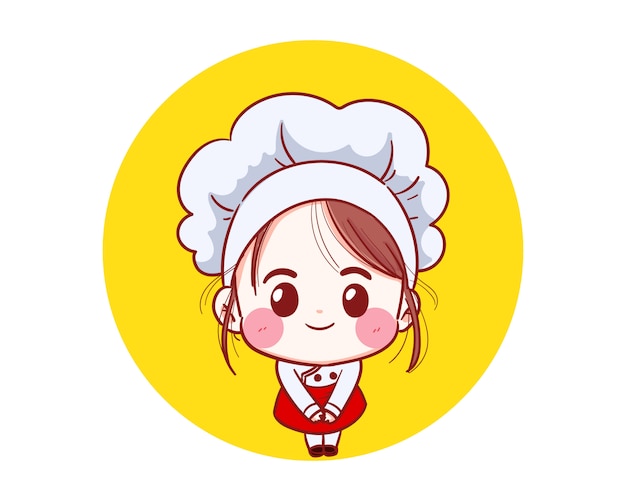 Premium Vector | Chef girl smiling happy is cooking with a happy ...