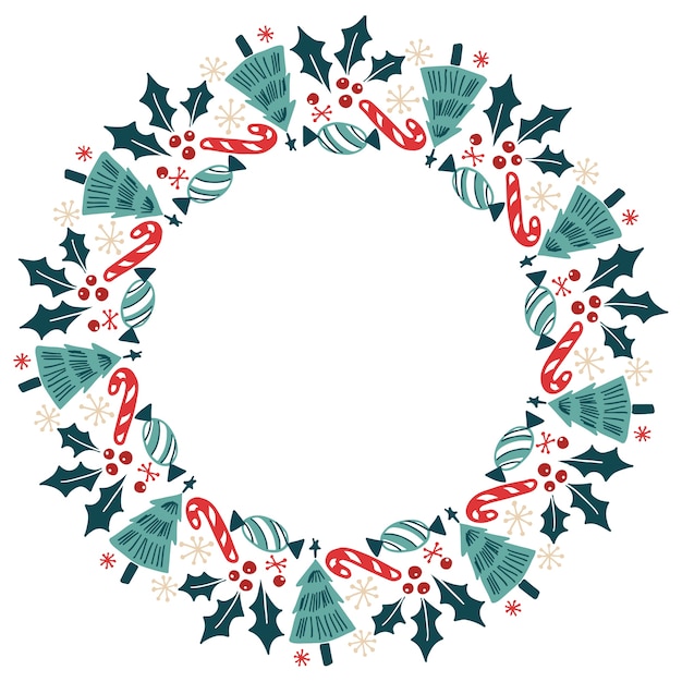 Premium Vector | Christmas hand drawn wreath vector