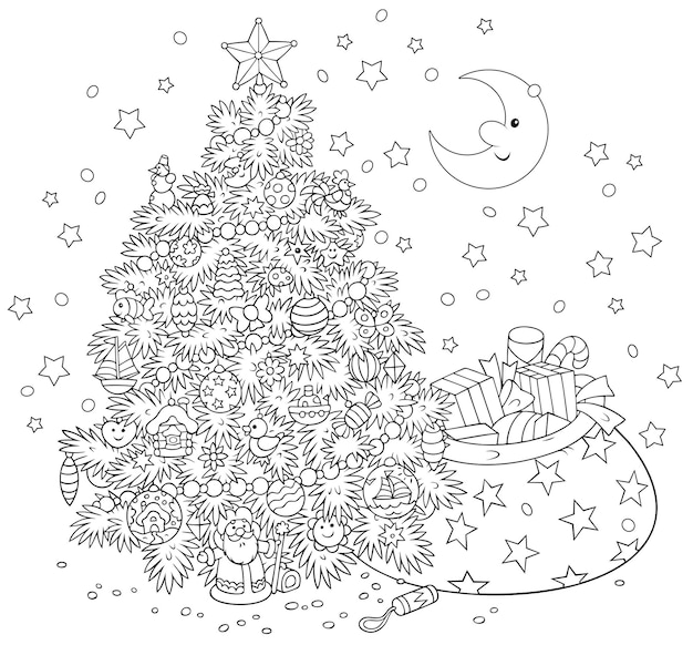 Christmas Tree Coloring Pages Images - Free Download on Freepik