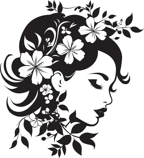 Premium Vector | Clean floral beauty black hand drawn icon whimsical ...