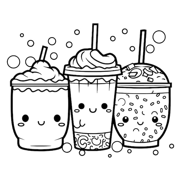 Premium Vector | Coloring book illustration bubble milk tea kawaii ...