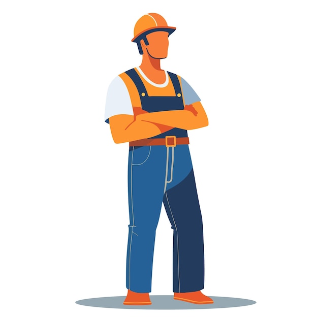 Premium Vector | Confident Construction Worker in Safety Gear Vector ...