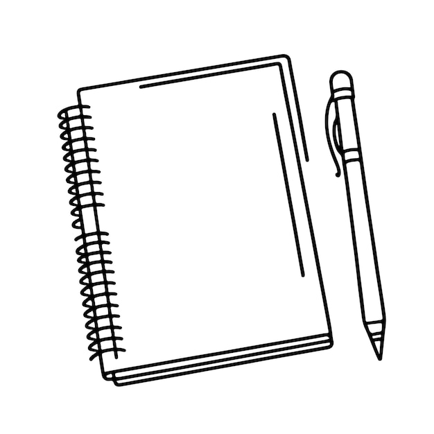 Premium Vector | Continuous line drawing of notebook and pen Doodle ...