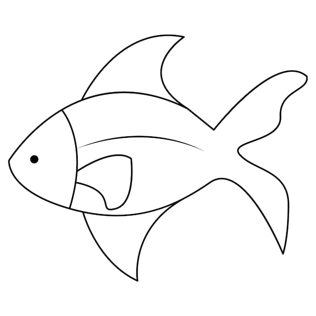 Premium Vector | Continuous one line drawing of big fish and single ...