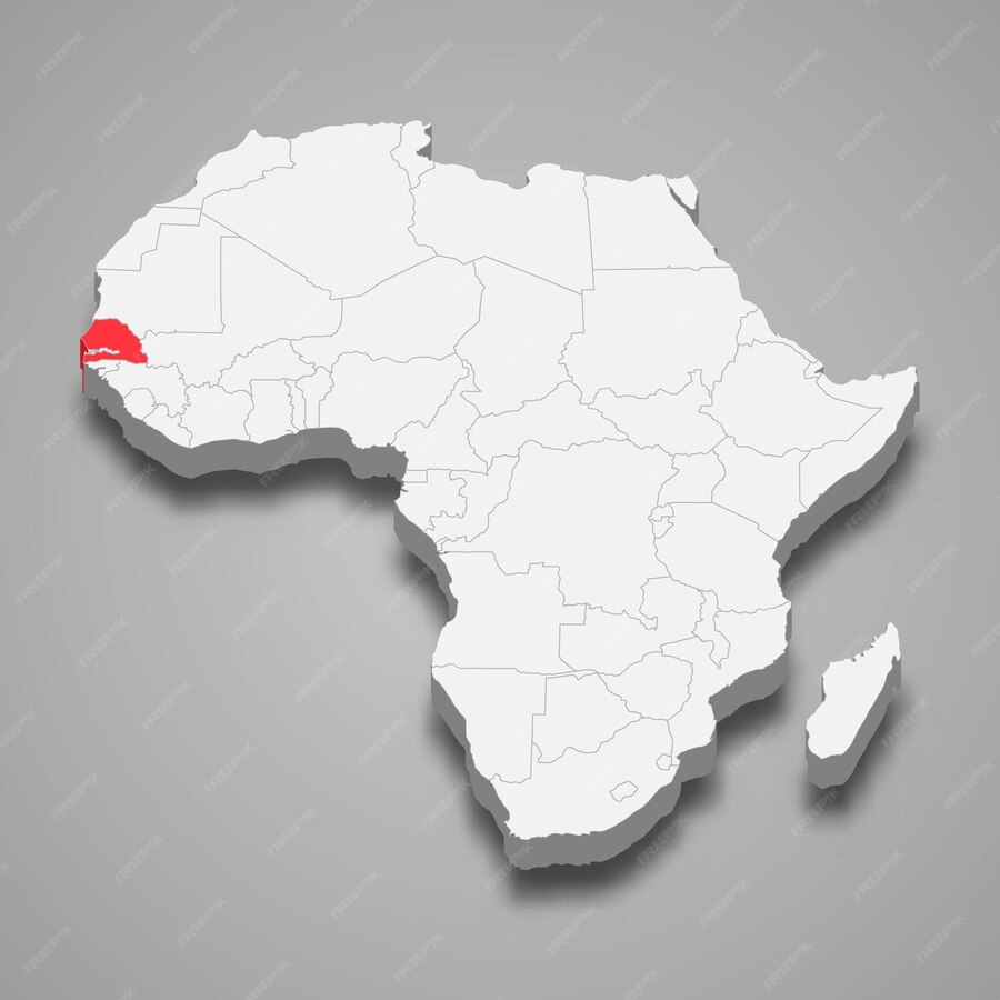 Premium Vector | Country location within africa 3d map senegal