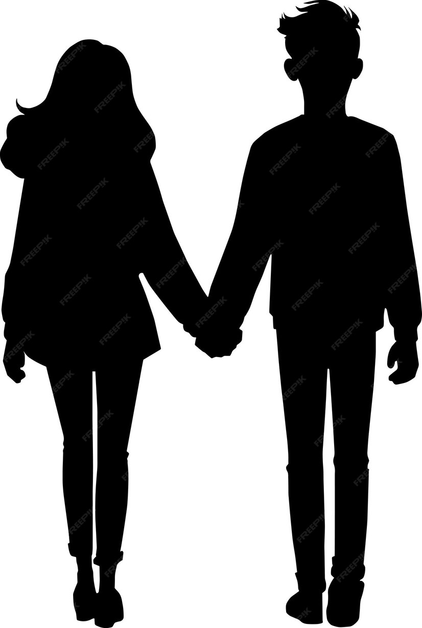 Premium Vector | Couple holding hands back view clipart