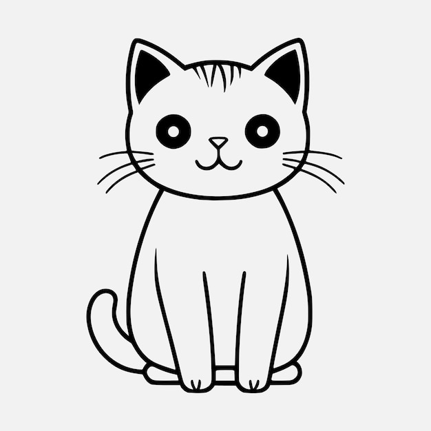 Premium Vector | Cute cat vector black and white cartoon character ...