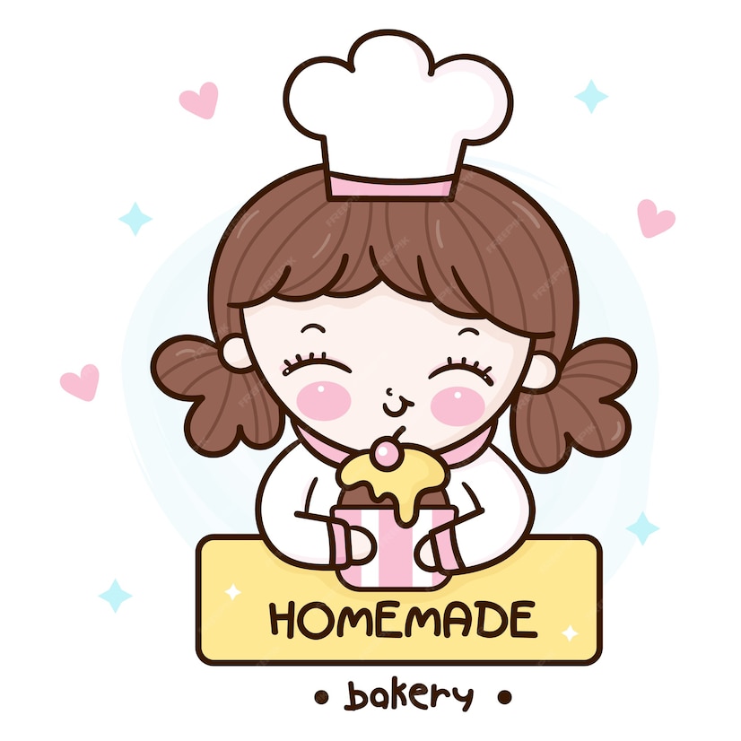 Premium Vector | Cute chef kawaii girl series bakery