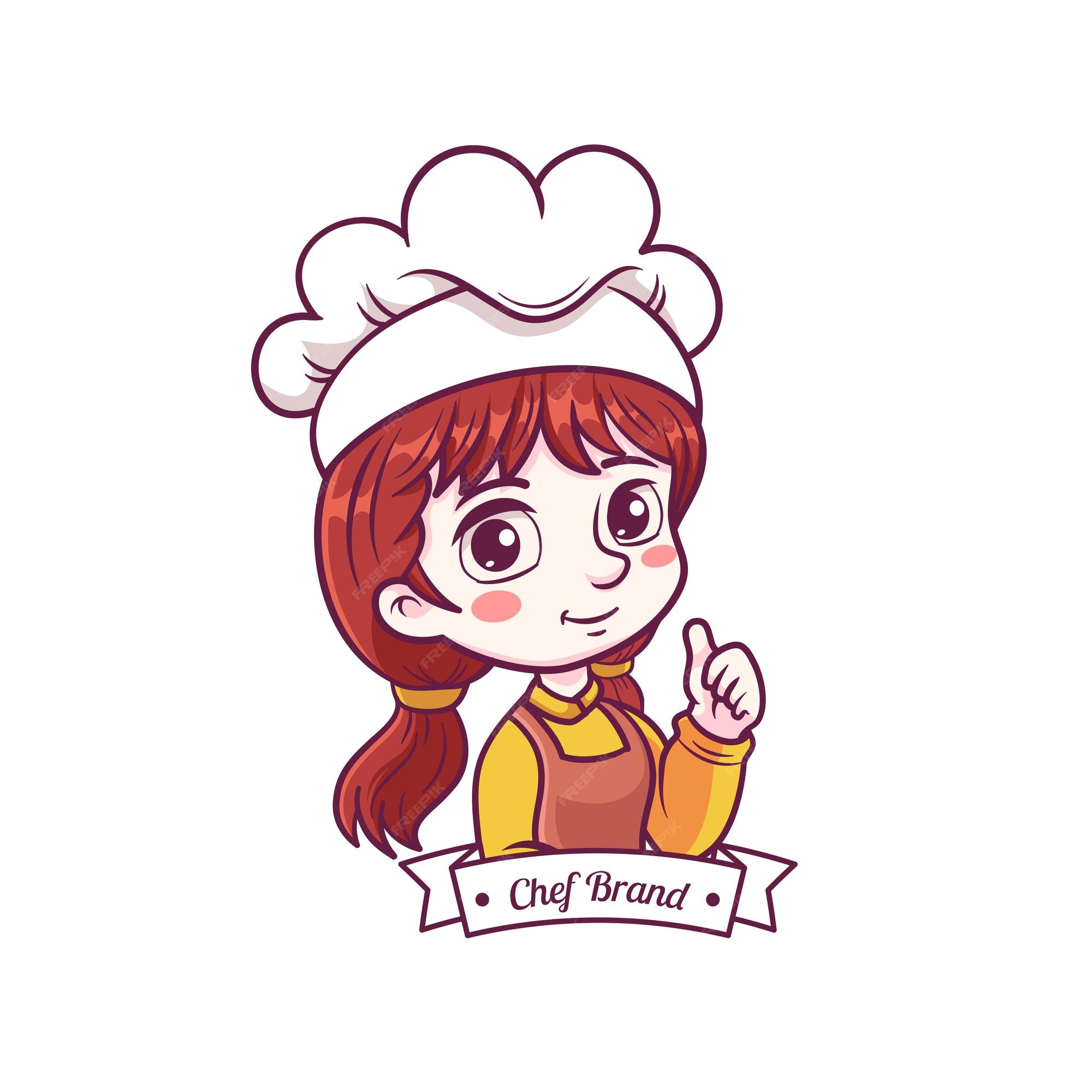 Premium Vector | Cute and kawaii female chef manga chibi illustration