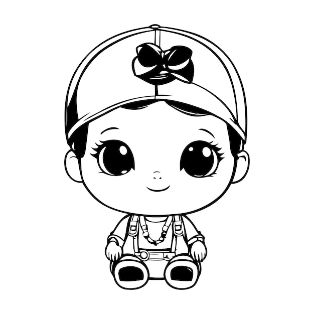 Premium Vector | Cute little baby girl in a cap vector illustration design