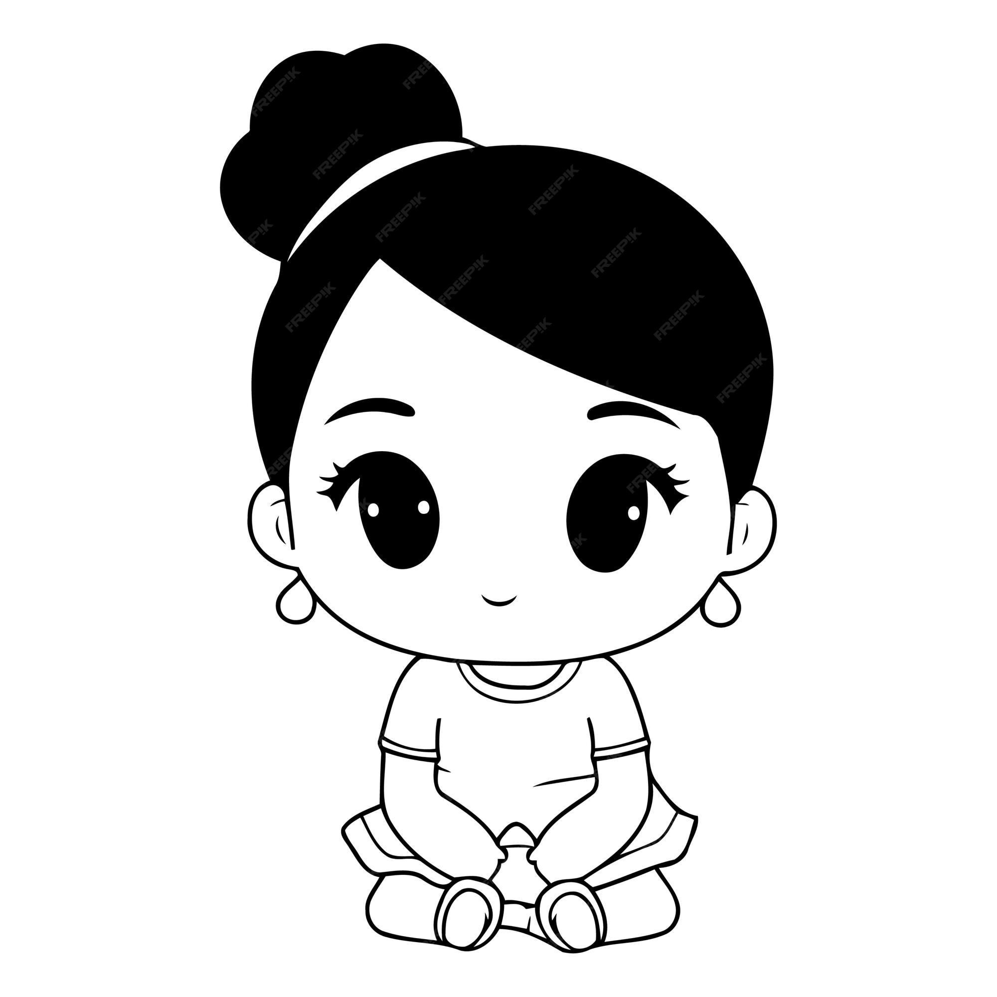 Premium Vector | Cute little baby girl sitting on the floor