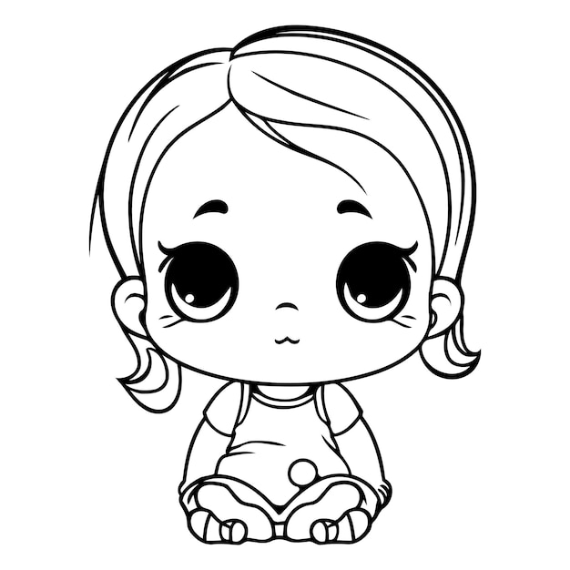 Premium Vector | Cute little baby girl sitting and smiling cartoon ...