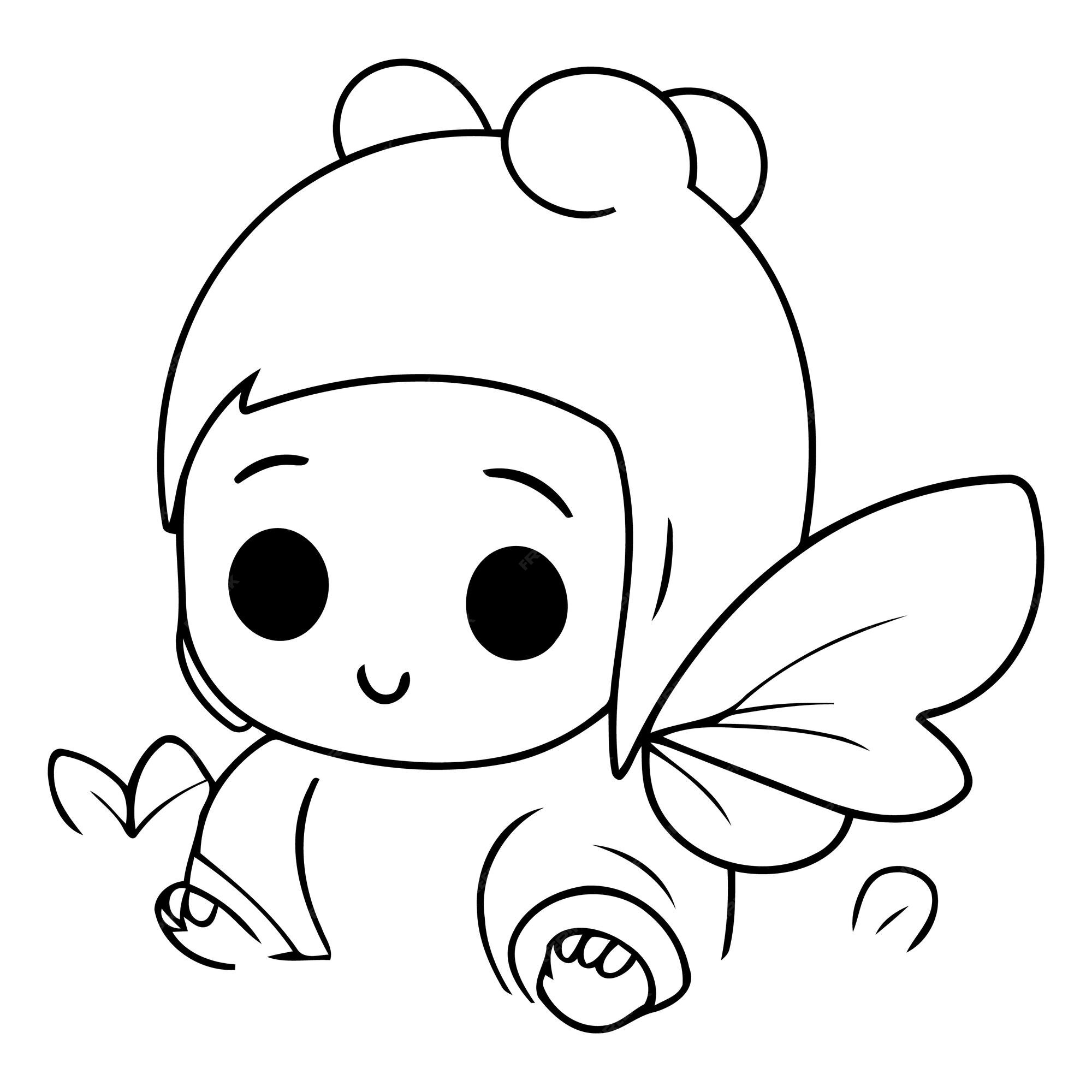 Premium Vector | Cute little baby girl with butterfly wings in water ...