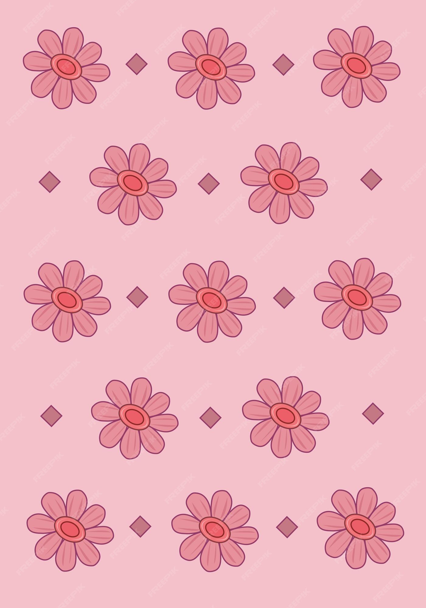 Premium Vector | Cute pink flowers wallpaper and background