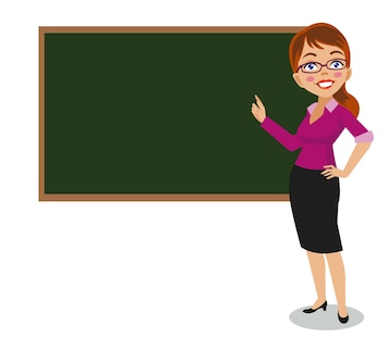 Premium Vector | Cute teacher teaching in front of classroom lesson board