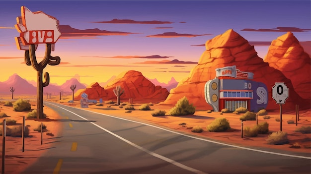 Premium Vector | A desert road game background vector illustration