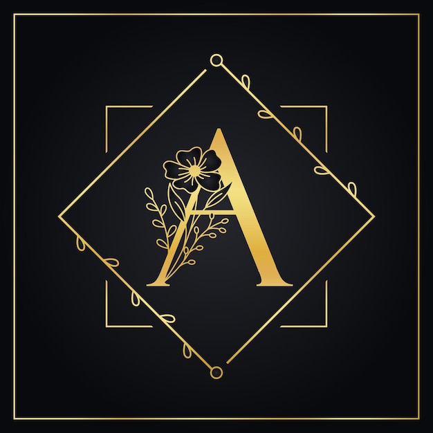 Premium Vector | Elegant a gold letter floral logo